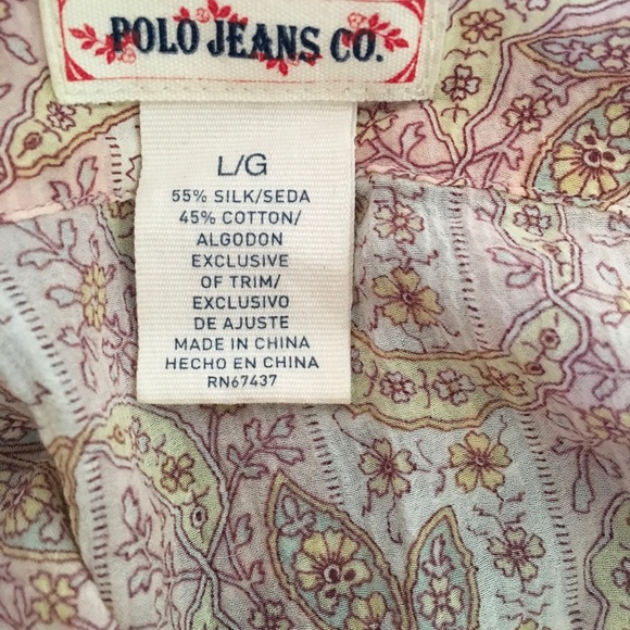 Boho style Pink, and Cream Silk Blouse - Picture 4 of 4